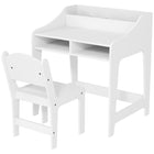 Qaba - Ensemble bureau et chaise pour enfants avec étagères de rangement - Blanc-La table spacieuse permet d'écrire, de lire, de dessiner et de bricoler 