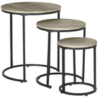 HOMCOM - Tables gigognes - gris - ensemble de 3-Avec un cadre en acier noir et un plateau à effet bois, cet ensemble de tables d’appoint modernes s’adapte facilement à tout décor 