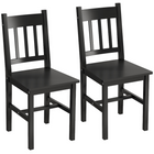 HOMCOM - Chaises de cuisine avec dossier à lattes en pin et structure en bois - noir - paquet de 2-Lot de deux pour un look assorti dans la maison et la salle à manger 