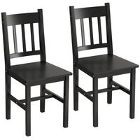 HOMCOM - Chaises de cuisine avec dossier à lattes en pin et structure en bois - noir - paquet de 2-Lot de deux pour un look assorti dans la maison et la salle à manger 