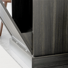 HOMCOM - Buffet bas à poubelle basculante 10 gallons avec bac caché et tiroir - gris charbon-Couleur : gris charbon 