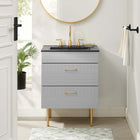 Modway - Daybreak 24" Vanette de salle de bain - Gris clair noir-RANGEMENT DE SALLE DE BAIN - Organisez les essentiels de la salle de bain et gardez le comptoir propre avec ce meuble. Avec un design spécial adapté à la plomberie, les tiroirs du bas spacieux offrent un espace de rangement suffisant