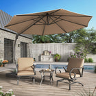 Lausaint - Parasol déporté de 3,35 m avec base - Beige-5