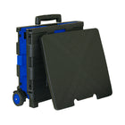 BAZIC Products - Chariot pliant sur roues avec couvercle, 16 po x 18 po x 15 po, Noir/Bleu-Pneus durables