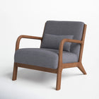 Ebello - Hertford Fauteuil d’appoint 26 po bois massif milieu de siècle avec coussin extra, gris-Disponible en plusieurs coloris, vous permettant de choisir celui qui s’harmonise avec votre décoration actuelle