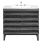 Modway - Render 36" Vanette de salle de bain - Blanc charbon-Bassin d’évier en céramique