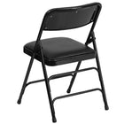 Flash Furniture – Chaise pliante HERCULES en métal à 3 barreaux et à 2 pivots, siège en vinyle noir (HAMC309AVBK)-Mousse ignifuge CA117