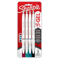 Sharpie - Stylos S-Gel, stylos gel à barillet tendance, corps blanc perle, pointe moyenne (0,7 mm), assortiment de couleurs mises à jour et classiques, 4 unités-Stylos gel toujours fluides qui ne bavent ou ne tachent pas