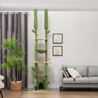 PawHut - arbre à chat du sol au plafond 89 po-100 po avec poteaux à griffer - vert-Revêtement en velours doux offrant une touche luxueuse 