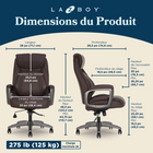 La-Z-Boy - Fauteuil de direction à soutien lombaire pneumatique Mercer - brun-Base en étoile pouvant supporter jusqu’à 125 kg (275 lb) sans problème
