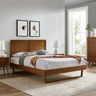 Modway - Marlee Bois Lit à plateforme jumelle avec cadre angulaire, Noyer-Construction en bois, MDF et placage