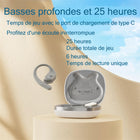 échelon - RoundSound OpenEar Écouteurs sans fil, Blanc-Chargement rapide et longue durée de vie de la batterie Jusqu'à 18 heures au total avec le boîtier de chargement, garantissant une utilisation ininterrompue