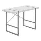 Monarch Specialties - 7663 Bureau 48 po L - Blanc/Metal Argent-Bureau d'ordinateur d'inspiration industrielle avec un dessus de bureau à panneaux épais au fini blanc