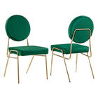 Modway - Craft Performance Velvet Fauteuils d’accompagnement à manger Ensemble de 2 - Vert Or-8