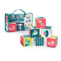 Miniland - Sensation d'apprentissage : ensemble de cubes à hochet doux - Lot de 6-Les cubes hochets souples sont doux et compressibles