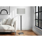 Monarch Specialties - Luminaire - 60 po H Lampadaire - Métal Nickelé - Abat-Jour Gris - Contemporain-Sous l'abat-jour tambour chic, cette lampe est dotée de doubles douilles permettant de fixer deux ampoules de 60 W (non incluses) et d'un mécanisme pratique d'allumage et d'extinction par chaîne pour ajuster la luminosité et l'ambiance dans une pièce