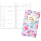 AT-A-GLANCE - Agenda mensuel de 2 ans de poche BADGE floral 2024-2025 - 3 5/8 po x 6 3/16 po - multicolore - bilingue -Un mois sur deux pages - du dimanche au samedi