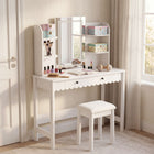 Modway - Emmeline Festonné Bureau de maquillage avec miroir et tabouret - Blanc-Étagères latérales ouvertes