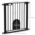 PawHut - Barrière pour animaux extra large 30"-32" avec petite porte - 30"H - Noir-Équipée d’une petite porte, pratique pour le passage des animaux de compagnie