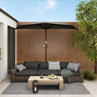 Outsunny - Parasol demi-rond pour terrasse avec manivelle et évent - 9,8 pi - gris foncé-Fabriqué avec une structure métallique solide offrant une résistance supérieure
