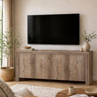 Manhattan Comfort - Buffet contemporain Corin 60" à 4 portes - Marron-Finition grain de bois chaleureuse – Un stratifié à l’aspect bois naturel et riche apporte texture et chaleur, ajoutant une présence accueillante et authentique à toute pièce