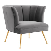 Modway - Veronica Chenal Touffé Performance Velvet Fauteuil - Gris-Fauteuil rétro moderne