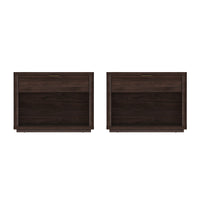 Manhattan Comfort - Ensemble de 2 tables de chevet modernes Evelyn 32" à 1 tiroir - Marron-Table de nuit moderne pour chambre et salon lot de 2