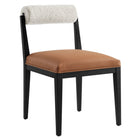 Modway - Kai Boucle et cuir végan Chaise à manger Ensemble de 2 - Noir Tan Perle-Épingles de pied non marquées