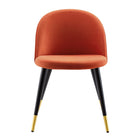 Modway - Cordial Performance Velvet Chaises de salle à manger Ensemble de 2 - Orange-8