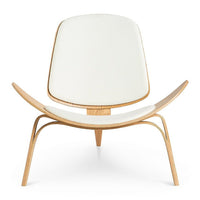 Nicer Furniture - chaise coquille Wegner - blanc en bois naturel-Base et pieds solides, pré-assemblés en une seule pièce.