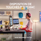 Logitech - MX Mechanical Mini pour Mac Clavier Sans Fil Illumine - Boutons Tactiles Silencieux - Gris (Pale Grey)-Frappe Mecanique Precise et Silencieuse : les boutons mecaniques tactiles silencieux offrent un effet tactile satisfaisant pour un retour precis, une reinitialisation reactive et une frappe fluide