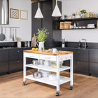 Seville Classics - Îlot de travail - 48 po L x 24 po l x 36 po H - Blanc-Glissières de tiroirs à billes à roulement lisse et durable