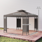Outsunny - Pavillon à toit double 10 pi l x 10 pi L - gazebo d’extérieur - kaki-Les panneaux en tissu offrent de l'intimité pour les rassemblements ou la détente