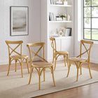 Modway - Gear Fauteuil d’appoint de salle à manger Ensemble de 4 - Naturel-Aucune assemblée requise
