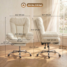 HOMCOM - Chaise de bureau Criss Cross avec repose-pieds et assise large - beige-Dossier profond inclinable à 155° en continu, avec repose-pieds pour s’étirer complètement