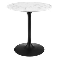 Modway - Lippa Rond de 28 po Faux marbre Table à manger, Noir Blanc-Table à manger moderne