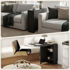 HOMCOM - Table à manger pliante à abattant avec étagères à 2 niveaux et roulettes pour 2-4 personnes - noir-Deux roues avec freins sont conçues pour plier et déployer la table facilement 