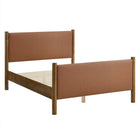 Modway - Maven Taille reine Cuir végétalien rembourré Lit de plateforme, Noyer Tan-Cadre de lit en bois