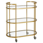 Hudson&Canal - Chariot de bar ovale Leif 30" de largeur - Laiton-Un design contemporain moderne pour votre cuisine, votre bureau, votre espace de divertissement et plus encore