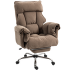 HOMCOM - Fauteuil de bureau exécutif inclinable avec repose-pieds et appui-tête - brun clair-Le tissu en flanelle neige douce assure une assise confortable et respectueuse de la peau