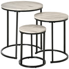 HOMCOM - Tables gigognes - gris - ensemble de 3-Avec un cadre en acier noir et un plateau à effet bois, cet ensemble de tables d’appoint moderne s’intègre facilement à tout décor 