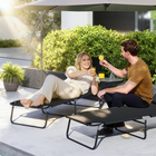 Outsunny - Chaise longue d’extérieur réglable avec ouverture pour le visage et coussin - noir-Fabriqué avec un cadre en métal solide et un tissu Oxford pour une construction fiable