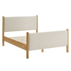 Modway - Maven Taille reine Tissu tapis Lit de plateforme, Chêne d’ivoire-Cadre de lit en bois