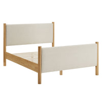 Modway - Maven Taille reine Tissu tapis Lit de plateforme, Chêne d’ivoire-Cadre de lit en bois