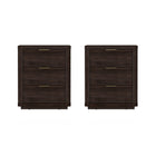 Manhattan Comfort - Evelyn 20" Table de nuit moderne à 3 tiroirs - Marron - Lot de 2-Table de nuit moderne pour chambre et salon lot de 2
