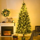 HOMCOM - Sapin de Noël artificiel pré-éclairé de 2 - 3 m lumière blanc chaud-L'éclairage blanc chaud de 450 LED intégré dans l'arbre offre un affichage éblouissant 