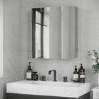Kleankin - Armoire de salle de bain à miroir avec porte battante murale - argenté-Le design mural permet de gagner de la place 