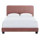 Modway - Celine Chenal Touffé Performance Velvet Lit plateforme Queen, Rose poussiéreuse-Poutre centrale renforcée avec jambes de soutien