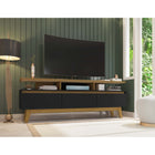 Manhattan Comfort - Meuble TV Yonkers 70,86 po style Mid-Century Modern - Noir et Cannelle-Recommandé pour un téléviseur jusqu'à 65 pouces
