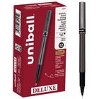 uni-ball Stylos à bille roulante Deluxe - pointe micro (0.5 mm) - Noir - paquet de 12-Stylos à bille roulante